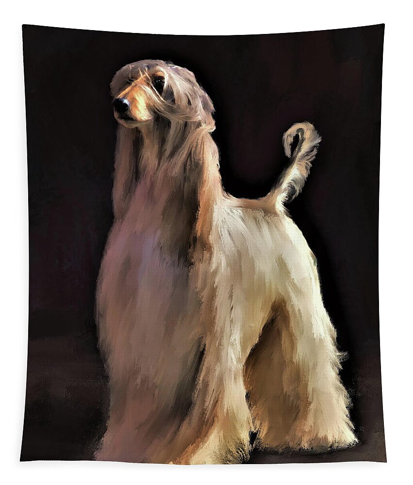 Afghan Hound Tapestry featuring the digital art Afghan Hound #2 by Diane Chandler