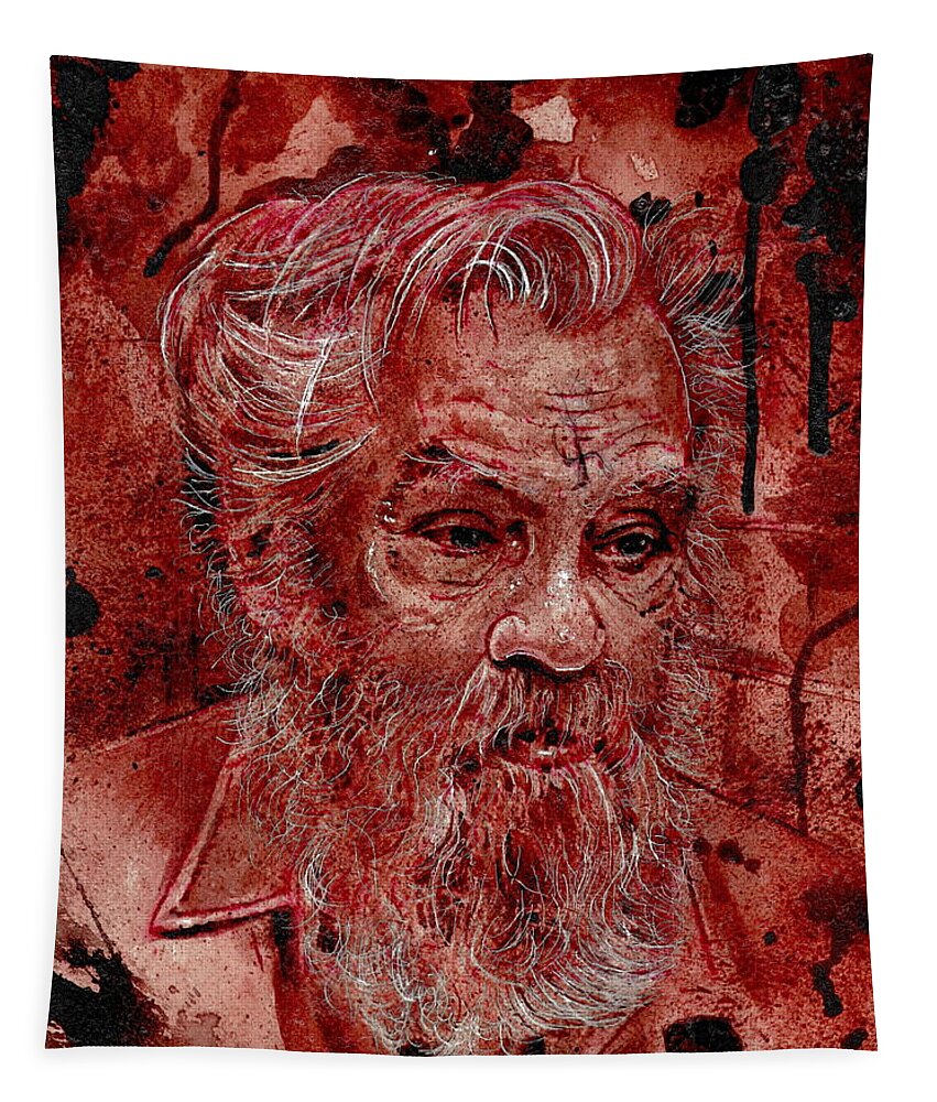 Ryan Almighty Tapestry featuring the painting CHARLES MANSON port dry blood by Ryan Almighty