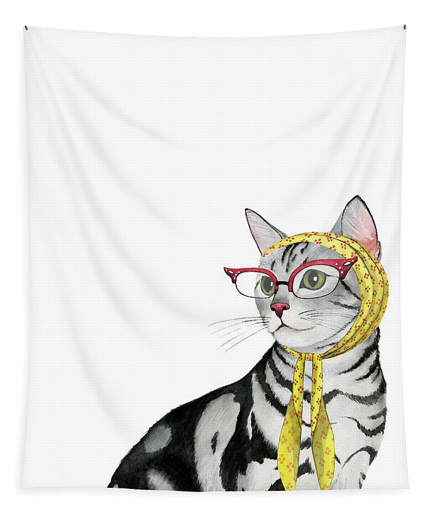 Pets Tapestry featuring the painting Cool Cat IIi #2 by Grace Popp