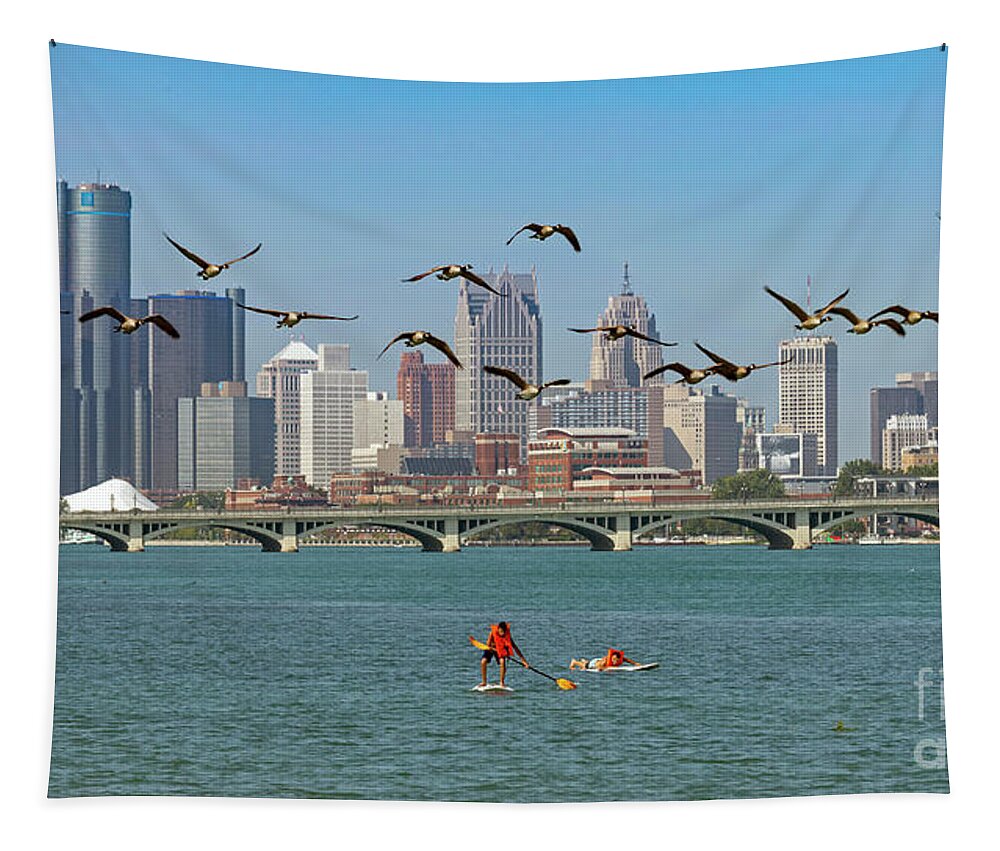 Goose Tapestry featuring the photograph Detroit River #3 by Jim West
