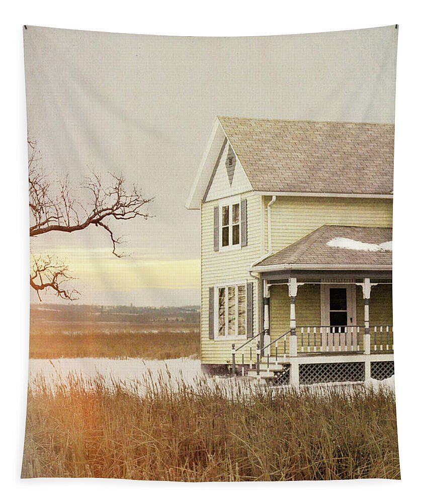 Farmhouse Tapestry featuring the photograph Farmhouse in Winter #2 by Jill Battaglia
