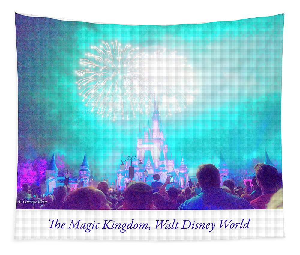 Magic Kingdom Tapestry featuring the photograph Fireworks, Magic Kingdom, Walt Disney World #2 by A Macarthur Gurmankin