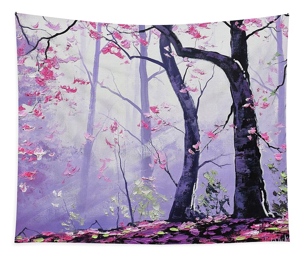 Pink Trees Tapestry featuring the painting Forest Light by Graham Gercken