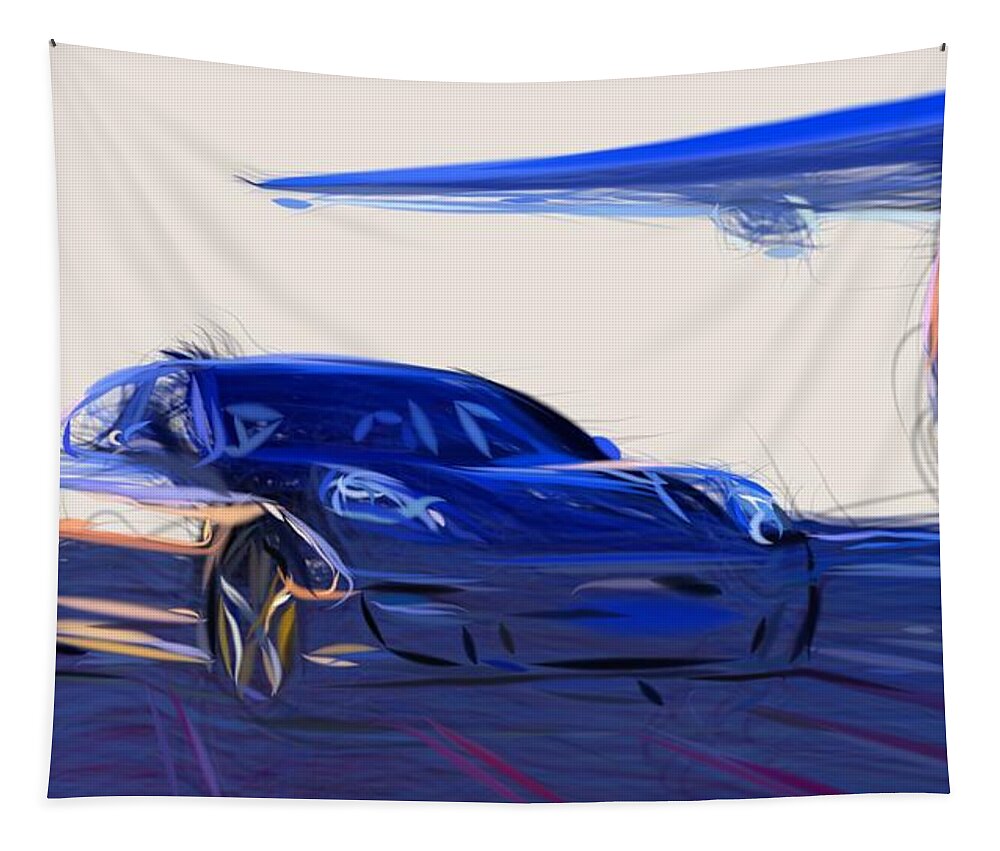Porsche Tapestry featuring the digital art Porsche Panamera Turbo S Draw #2 by CarsToon Concept