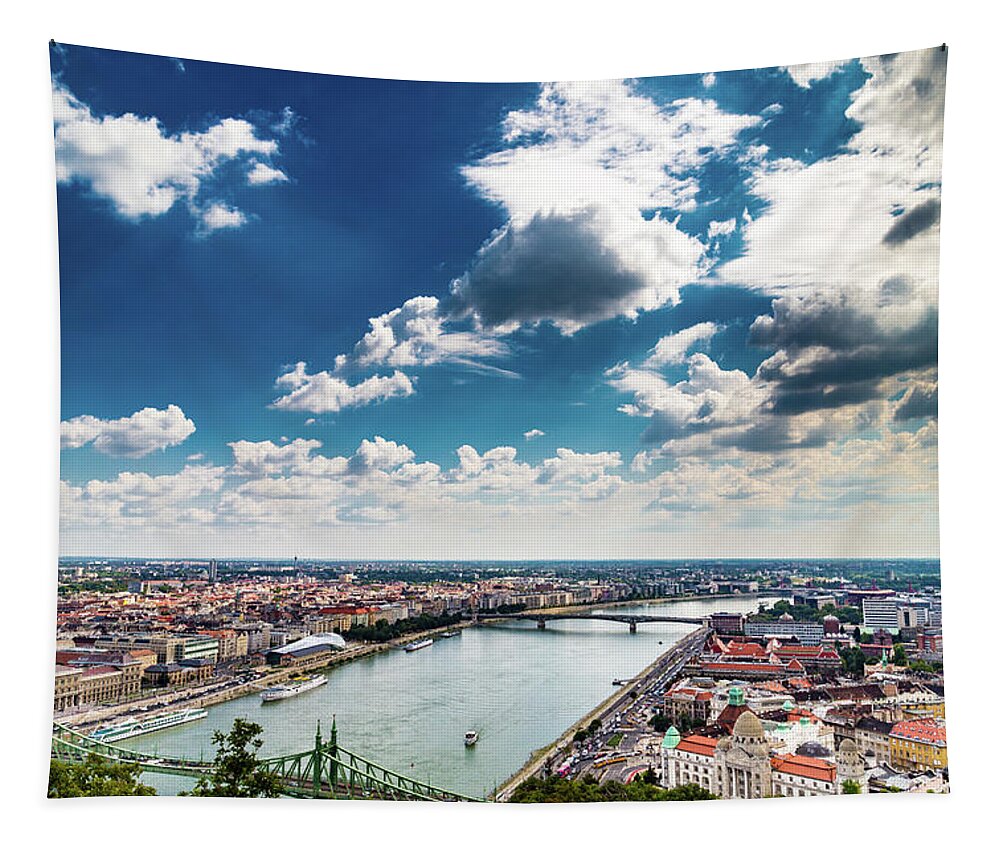 Danube Tapestry featuring the photograph The Danube River runs through Budapest #2 by Vivida Photo PC