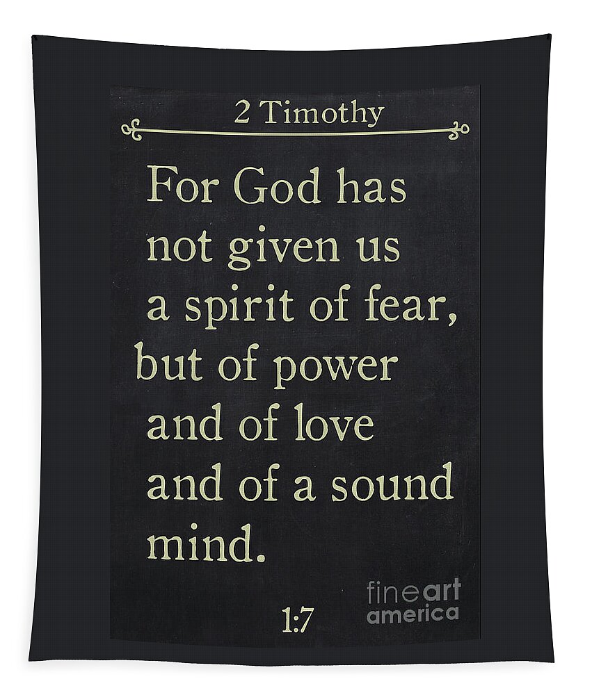 2 Timothy Tapestry featuring the painting 2 Timothy 1 7 - Inspirational Quotes Wall Art Collection by Mark Lawrence