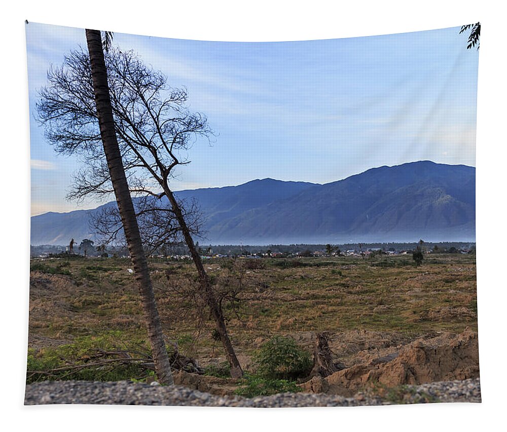 Beautiful Tapestry featuring the photograph A sunny morning at the village petobo lost due to liquefaction #3 by Mangge Totok