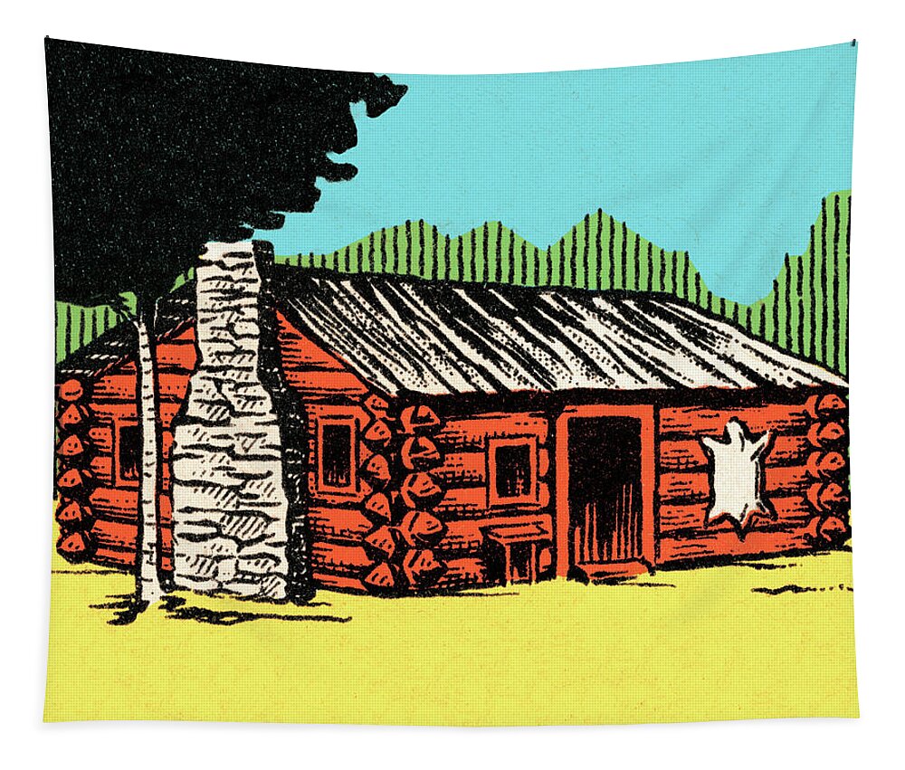 Architecture Tapestry featuring the drawing Cabin #3 by CSA Images