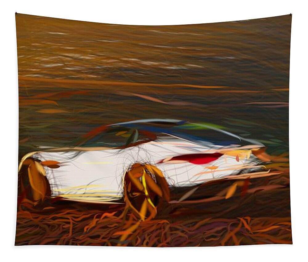 Jaguar Tapestry featuring the digital art Jaguar F Type Chequered Flag Edition Drawing #4 by CarsToon Concept