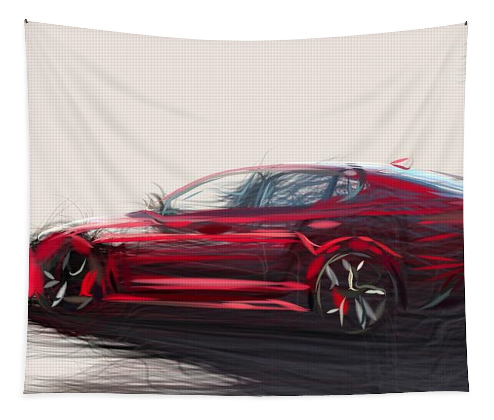 Kia Tapestry featuring the digital art Kia Stinger GT Drawing #4 by CarsToon Concept