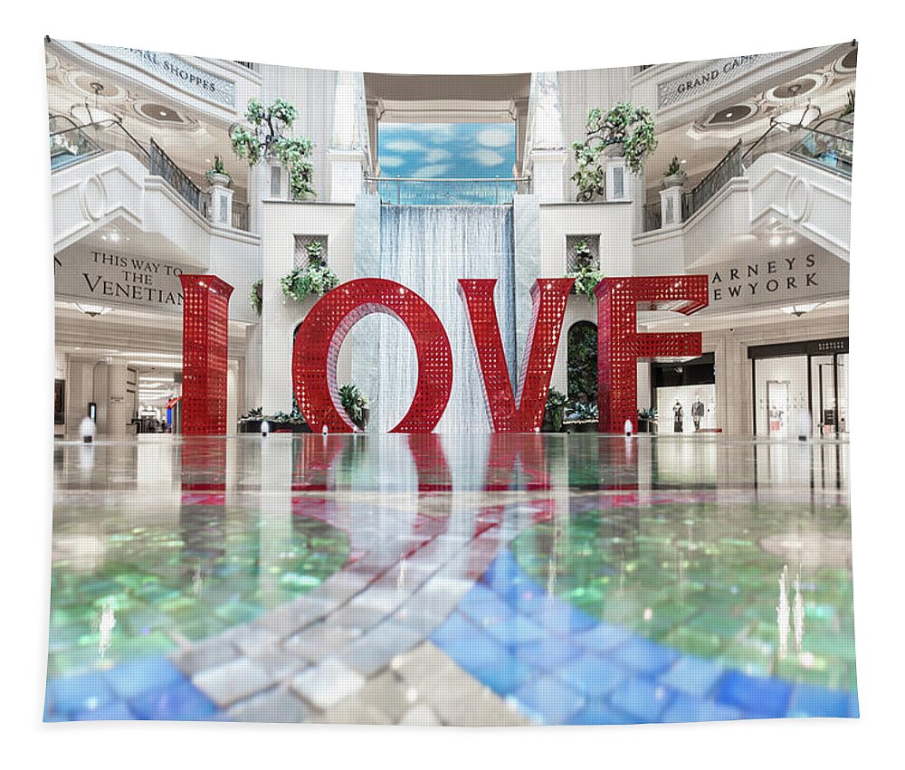 Las Vegas Tapestry featuring the photograph Love Sign Letters Installation In Las Vegass Nevada #3 by Alex Grichenko
