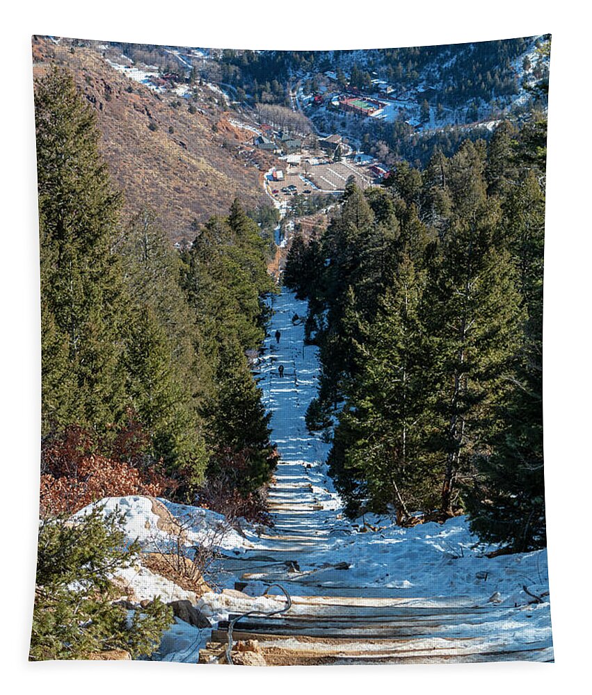 Incline Tapestry featuring the photograph Manitou Incline in Winter #4 by Steven Krull