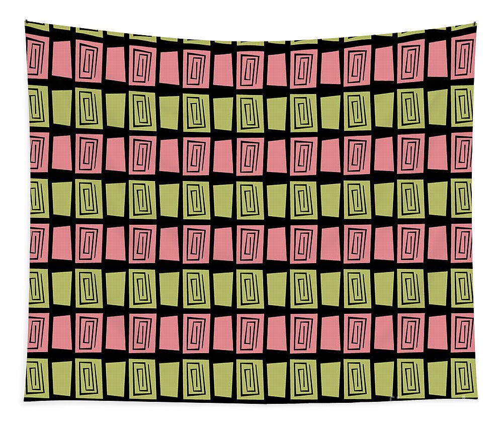 Mid Century Modern Tapestry featuring the digital art Mid Century Modern Maze #4 by Donna Mibus