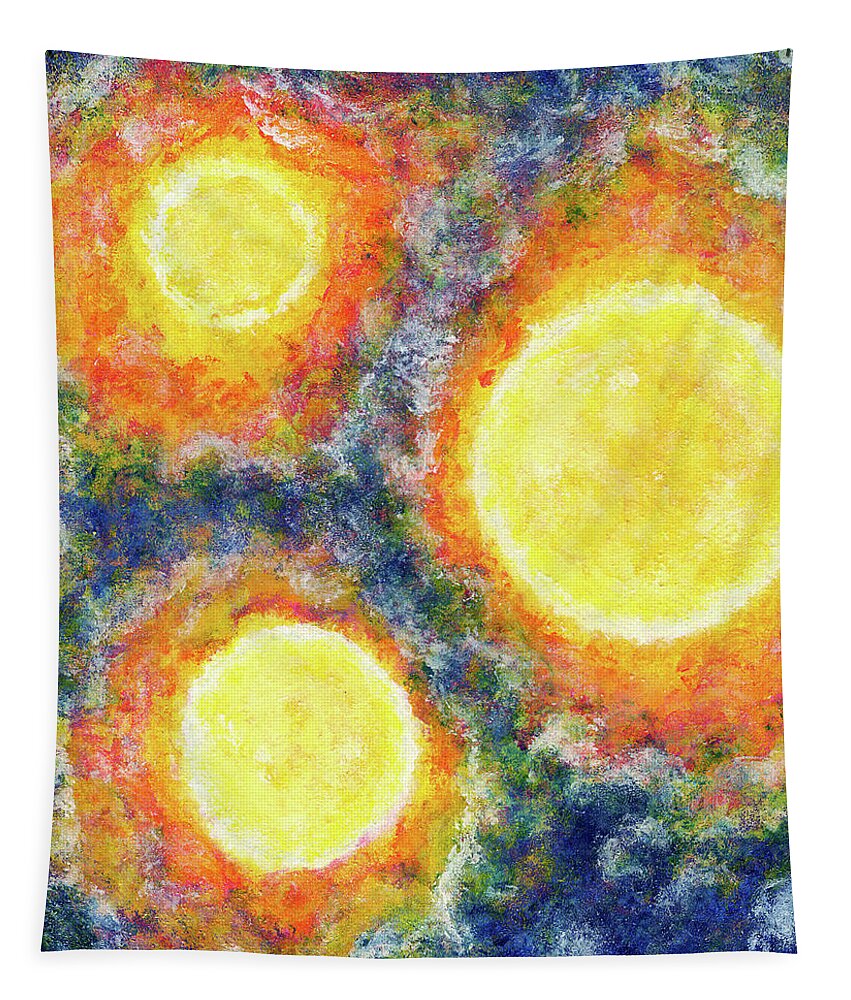Sky Tapestry featuring the painting 3 Suns by Meghan Elizabeth