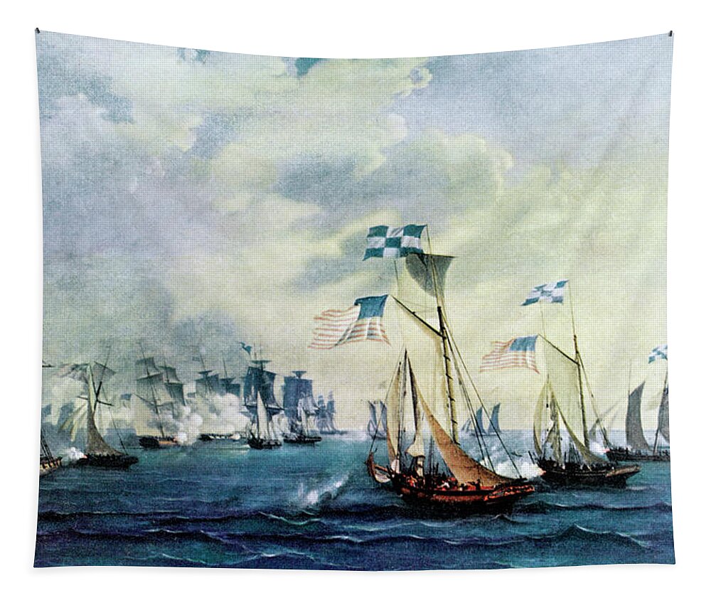1813 Tapestry featuring the photograph War Of 1812, Battle Of Lake Erie, 1813 #3 by Science Source