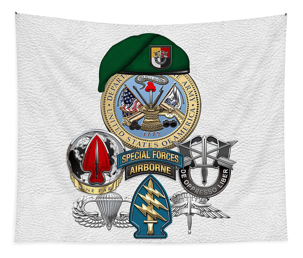  ‘u.s. Army Special Forces’ Collection By Serge Averbukh Tapestry featuring the digital art 3rd Special Forces Group - Green Berets Special Edition by Serge Averbukh