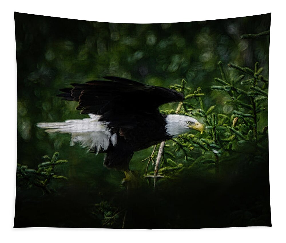 Bald Eagle Tapestry featuring the digital art Bald Eagle #4 by Ernest Echols