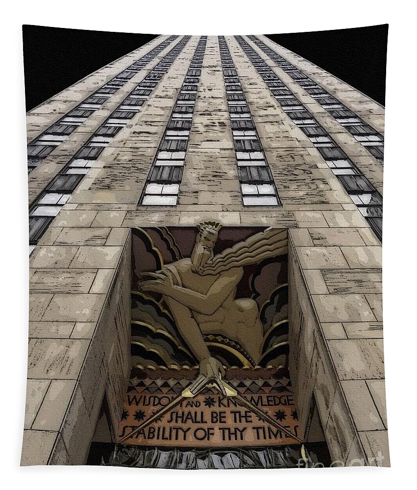 Rockefeller Center Tapestry featuring the digital art Looking Up #4 by Diana Rajala