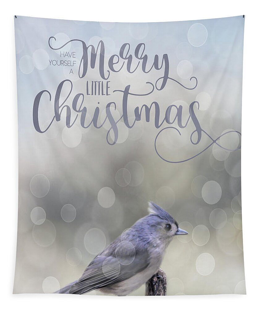 Titmouse Tapestry featuring the photograph Merry Christmas #4 by Cathy Kovarik