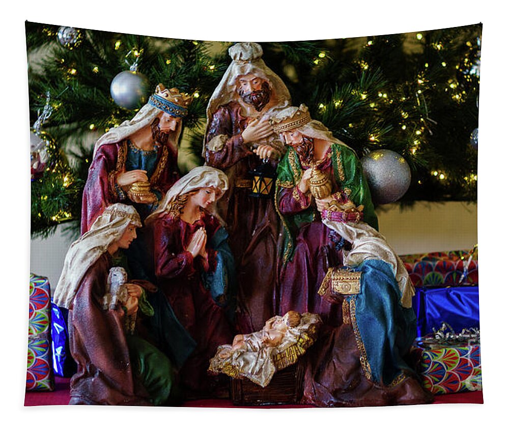 Christmas Tapestry featuring the photograph Nativity Scene #4 by Pablo Avanzini
