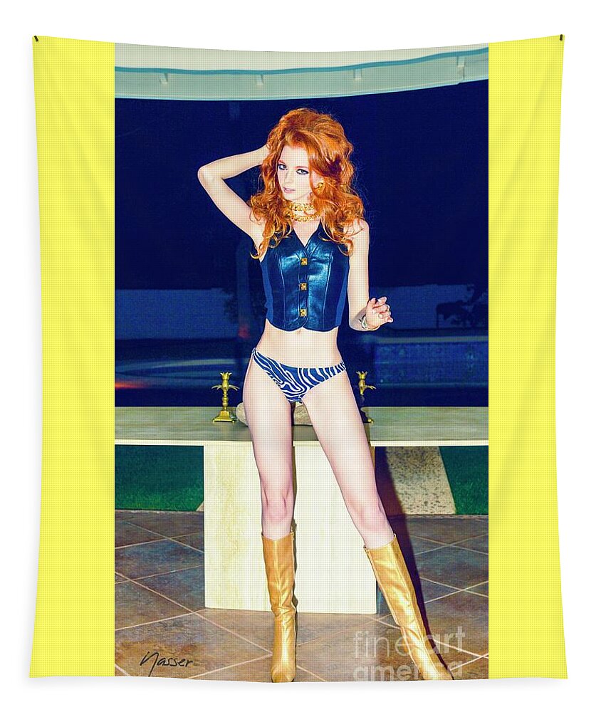 1 One Person Tapestry featuring the photograph 4027 Red Head Gold Boots by Amyn Nasser