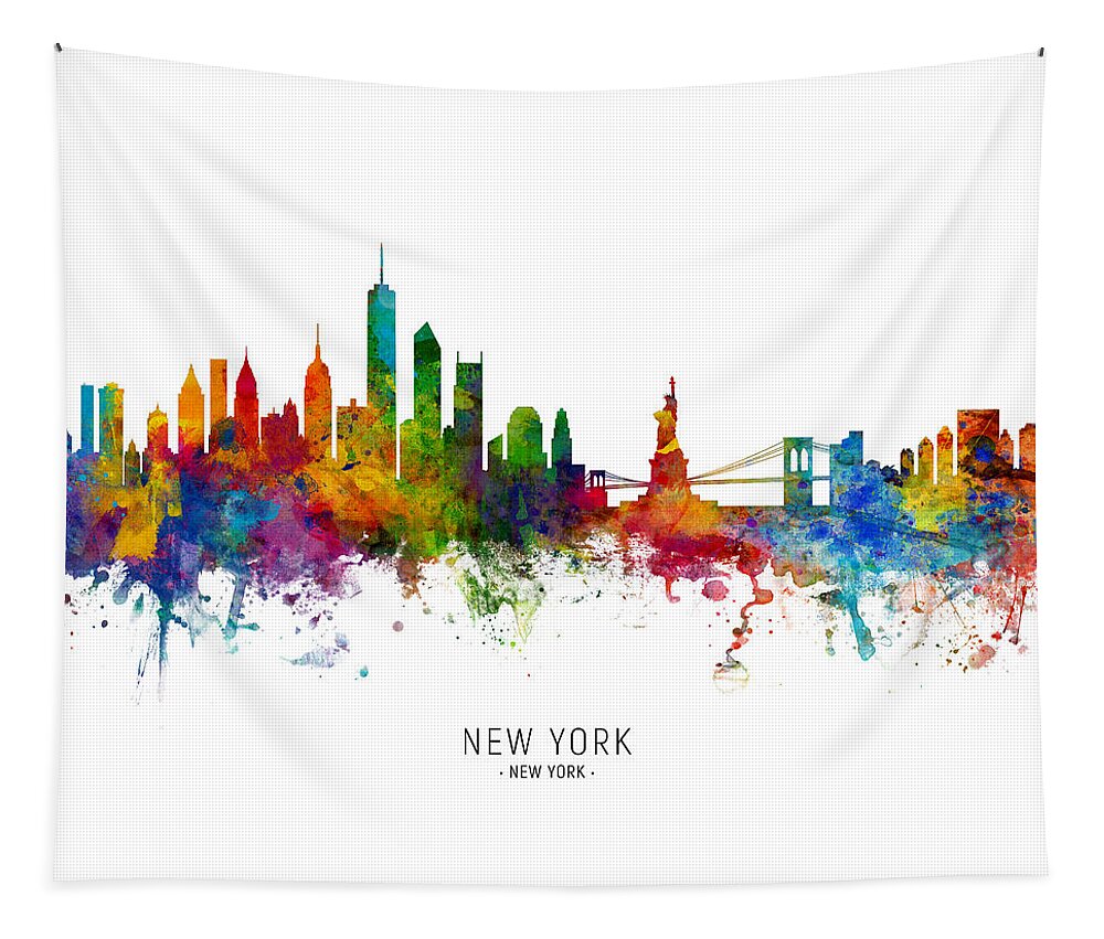 New York Tapestry featuring the photograph New York Skyline by Michael Tompsett
