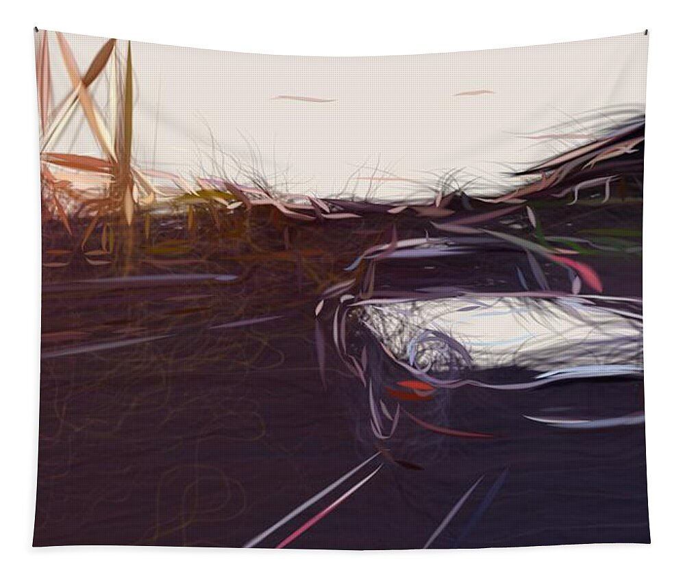 Jaguar Tapestry featuring the digital art Jaguar Lightweight E Type Drawing #6 by CarsToon Concept
