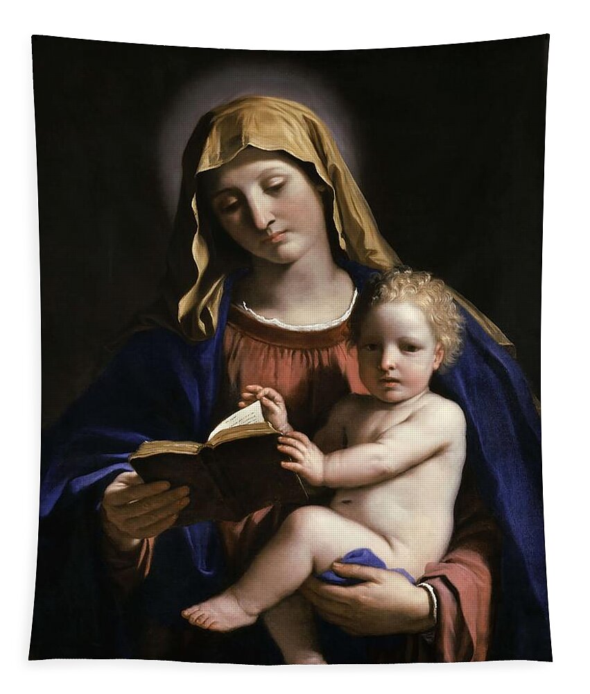 Guercino Tapestry featuring the painting Madonna and Child #6 by Guercino