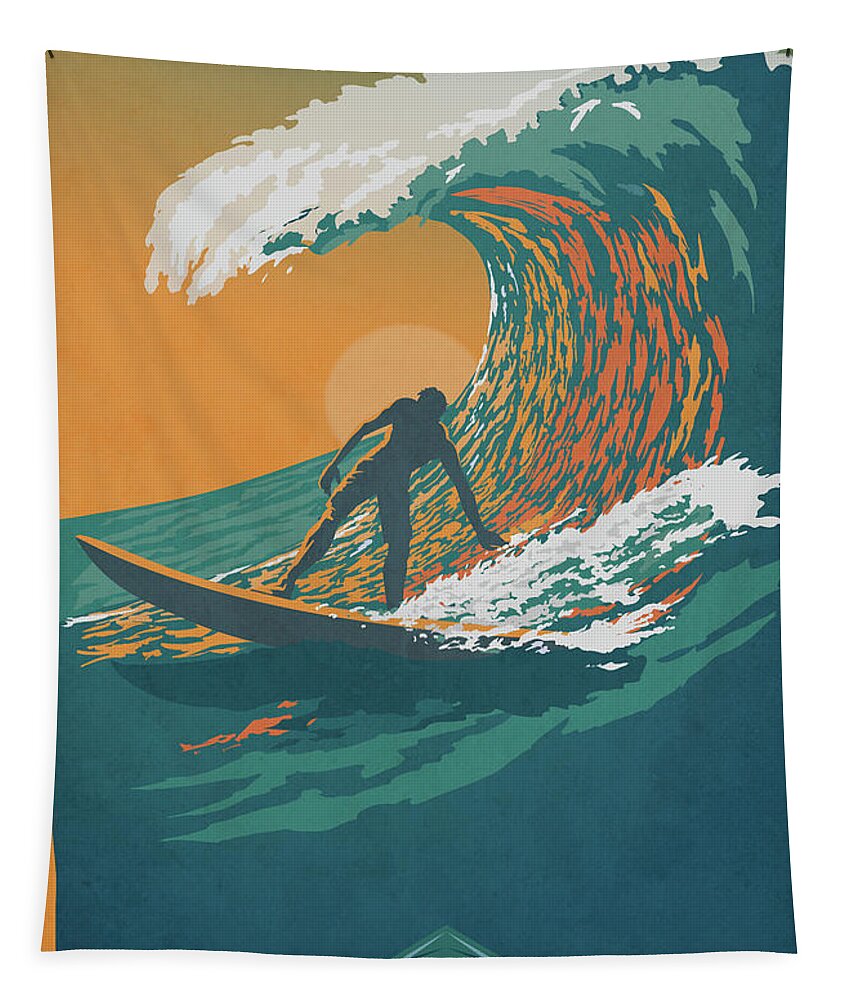 Surfer Tapestry featuring the digital art Ocean Life by Sassan Filsoof