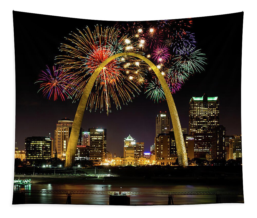 St. Louis Arch Tapestry featuring the photograph 50 Years of the Arch by Randall Allen