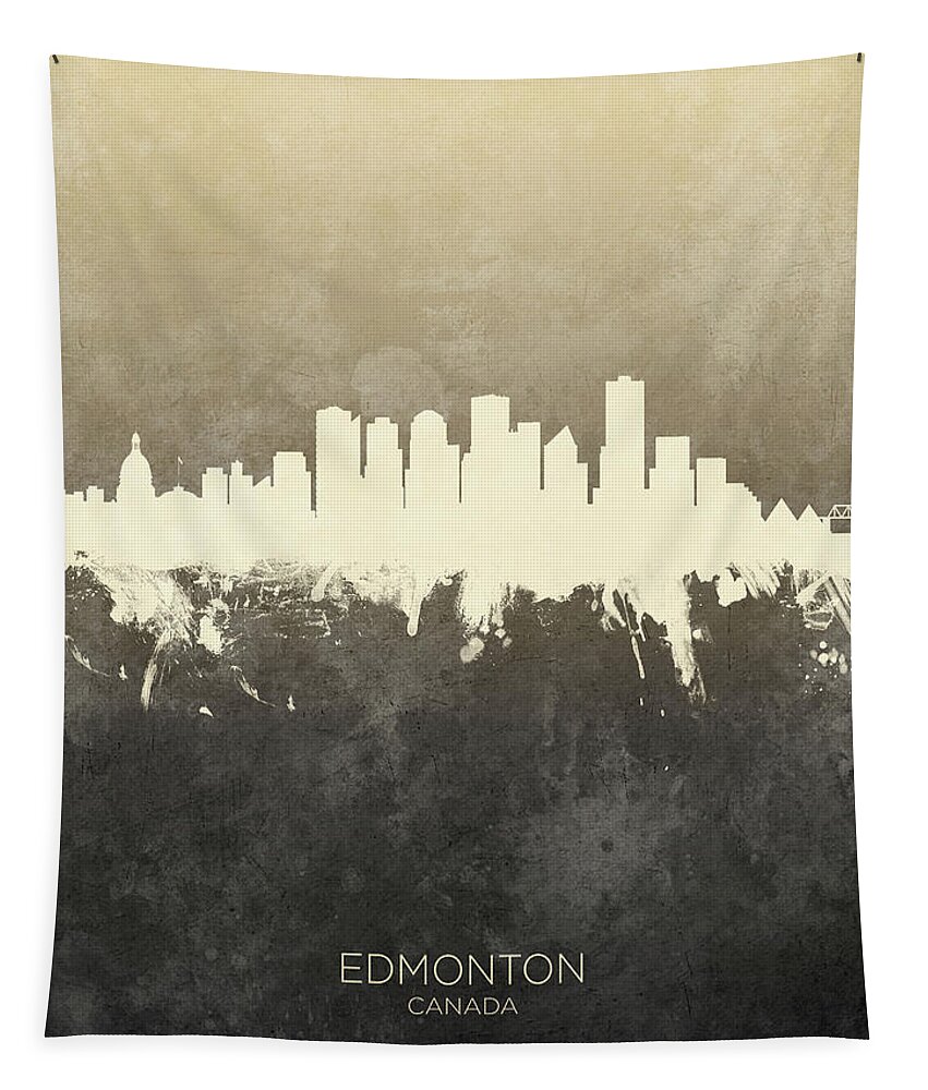 Edmonton Tapestry featuring the digital art Edmonton Canada Skyline by Michael Tompsett
