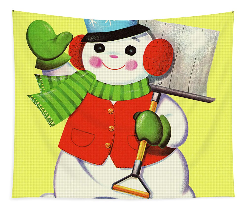 Accessories Tapestry featuring the drawing Snowman #6 by CSA Images