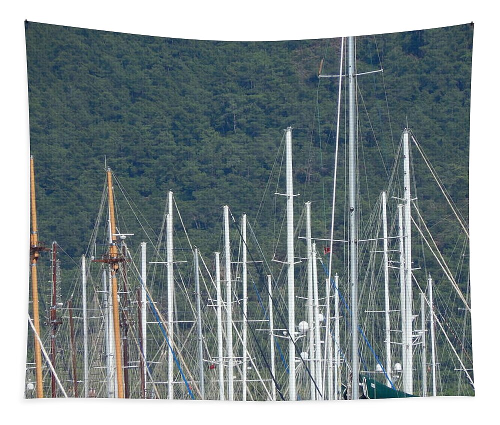 Marmaris Tapestry featuring the photograph Yachting marina of Marmaris in Turkey resort town on the Aegean #6 by Oleg Prokopenko