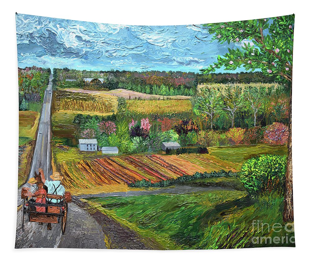 Edinboro Tapestry featuring the painting 6N Between Waterford and Edinboro Pennsylvania by Anne Cameron Cutri