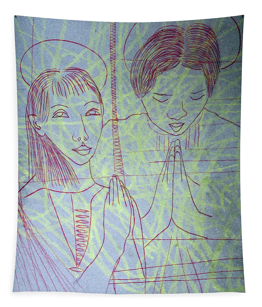 Jesus Tapestry featuring the painting Annunciation #9 by Gloria Ssali