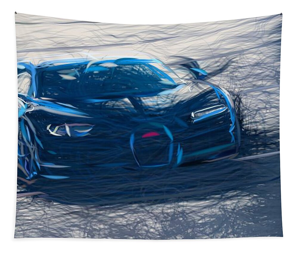 Bugatti Tapestry featuring the digital art Bugatti Chiron Drawing #10 by CarsToon Concept