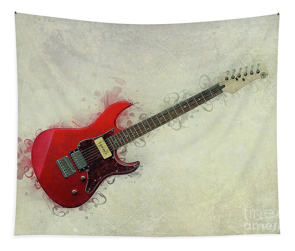 Music Tapestry featuring the digital art Electric Guitar #9 by Ian Mitchell