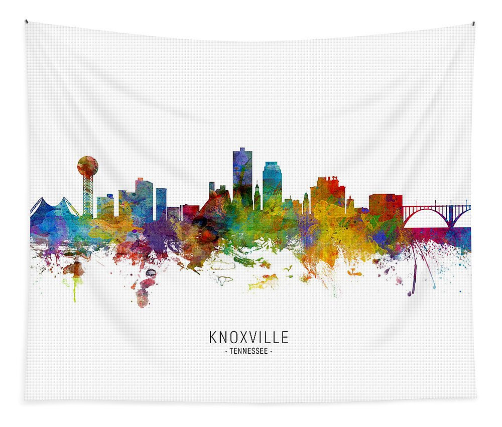 Knoxville Tapestry featuring the digital art Knoxville Tennessee Skyline #9 by Michael Tompsett