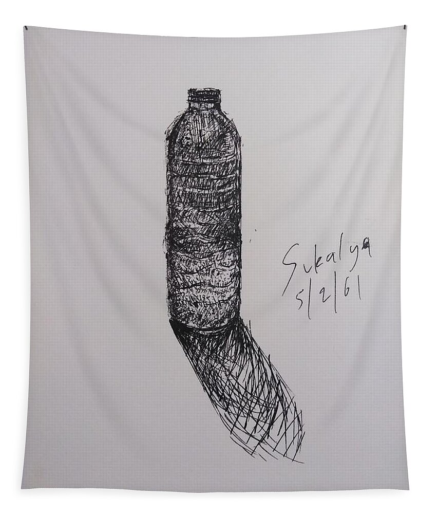 Bottle Tapestry featuring the drawing A bottle by Sukalya Chearanantana