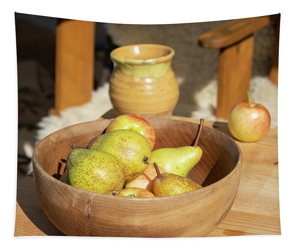Pears Tapestry featuring the photograph A bowl of pears by Steev Stamford