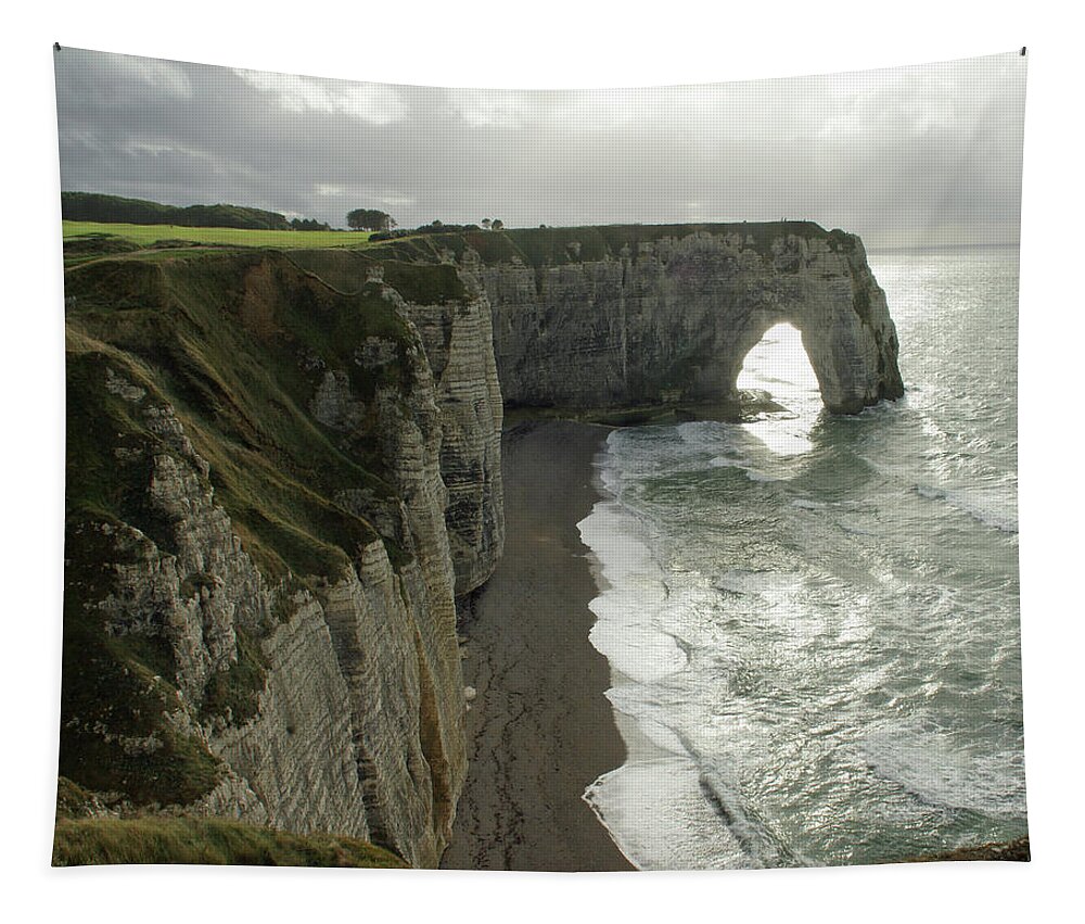 Etretat Tapestry featuring the photograph A Gateway to Etretat by Brandy Herren