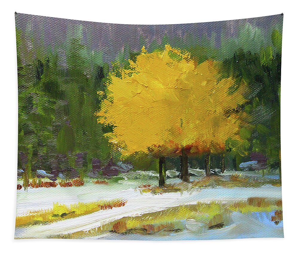 Winter Landscape Tapestry featuring the painting A New Season by Nancy Merkle