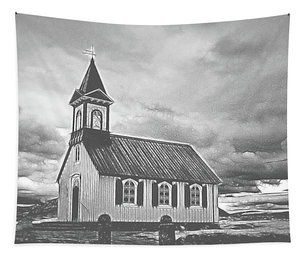 Iceland Tapestry featuring the photograph A Simple Church by Jim Cook