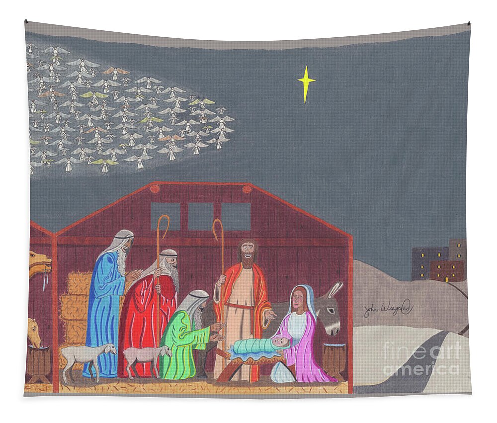 North Star Tapestry featuring the drawing A Star Is Born by John Wiegand