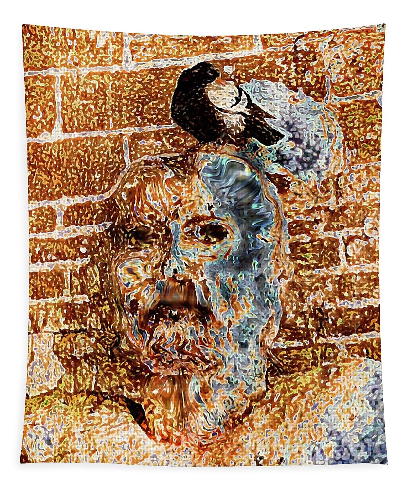 Dilemma. Statue Art Tapestry featuring the painting A Statue's Dilemma by Bonnie Marie