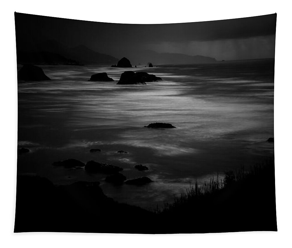 Oregon Coast Tapestry featuring the photograph A very Oreganian day on the coast by Alessandra RC