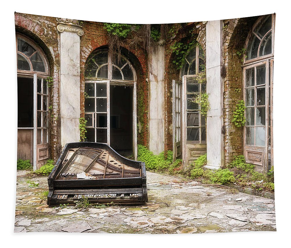 Urban Tapestry featuring the photograph Abandoned Palace with Piano by Roman Robroek