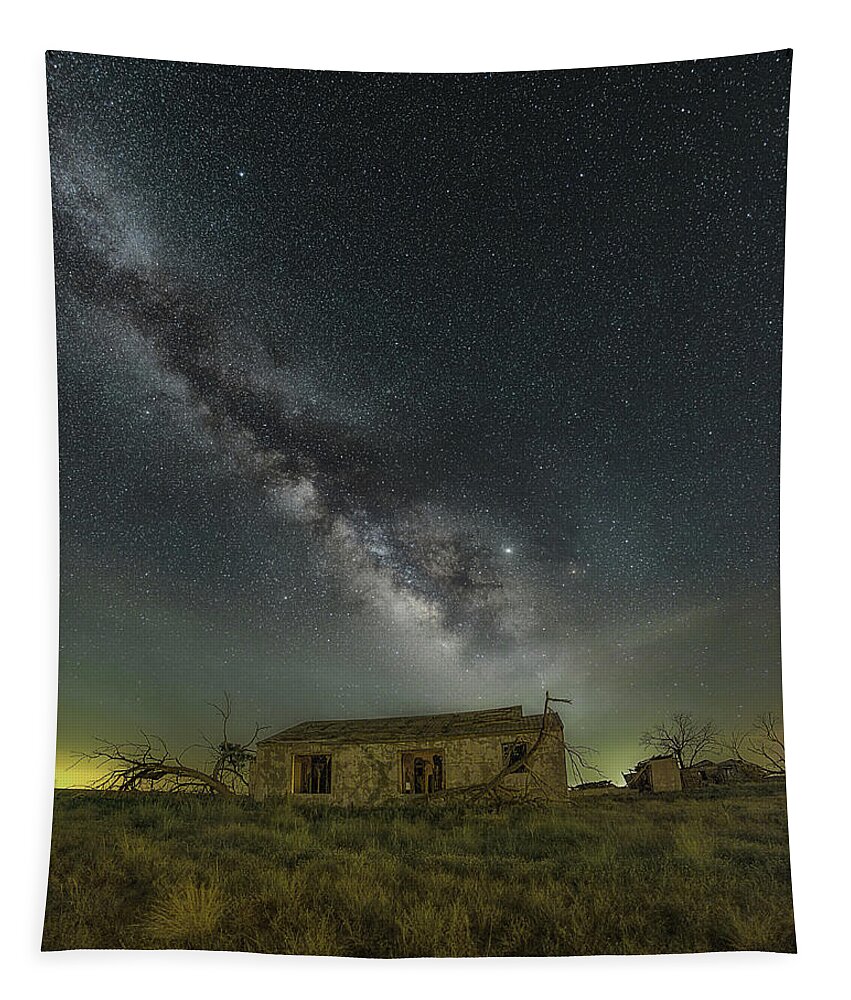 Milky Way Tapestry featuring the photograph Abandoned Under the Stars by James Clinich