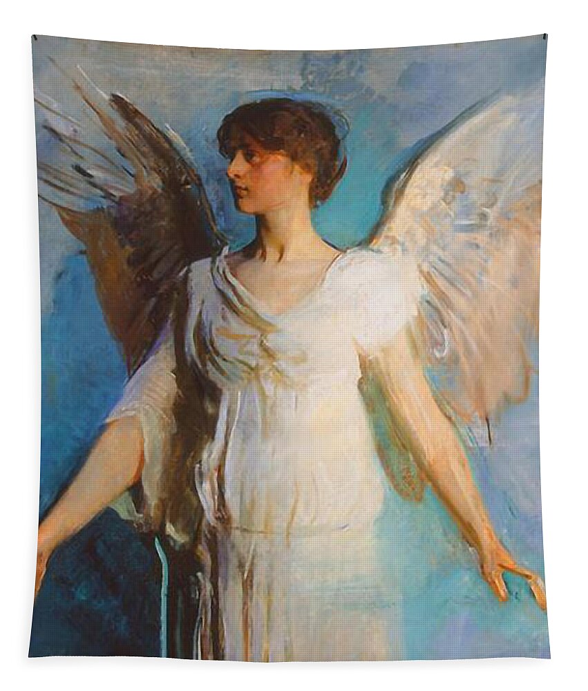 Angels Tapestry featuring the mixed media Angel Standing 104 by Abbott Handerson Thayer