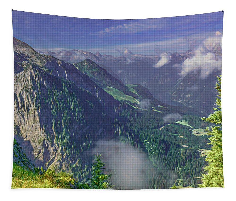  Tapestry featuring the photograph Above the Clouds in Bavaria by Marcy Wielfaert